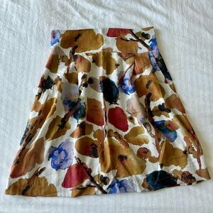 A-Line Floral Watercolor Print Skirt in Multi